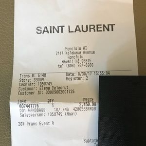 ysl receipt